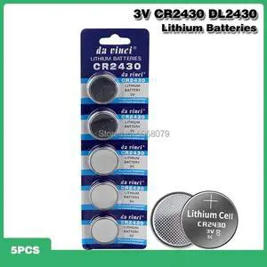 5pcs/pack CR2430 Button Batteries DL2430 BR2430 KL2430 Cell Coin Lithium Battery 3V CR 2430 For Watch Electronic Toy Remote
