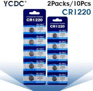 10Pcs/2Packs  CR1220 Button Cell Battery For Watch Car Remote Key 3V DL1220 ECR1220 KCR1220 Lithium Coin Cell Battery cr 1220
