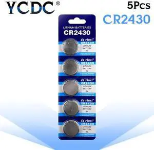 5pcs/pack CR2430 Button Batteries DL2430 BR2430 KL2430 Cell Coin Lithium Battery 3V CR 2430 For Watch Electronic Toy Remote