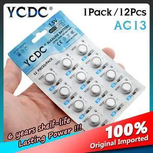 12pcs/1Card  AG 13 Button Battery 1.5V SR44SW L1154 RW82 RW42 LR44 357 AG13 Coin Cell Batteries for Watch Calculator toys