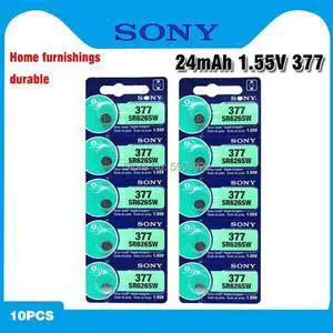 10pcs Sony 377 SR626SW SR626 AG4 1.55V Silver Oxide Watch Battery SR626SW 377 Button Coin Cell MADE IN JAPAN 10pcs Sony 377 SR626SW SR626 AG4 1.55V Silver Oxide Watch Battery SR626SW 377 Button Coin Cell MADE IN JAPAN