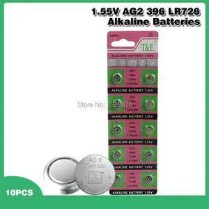 10pcs/pack LR726 396 AG2 Button Battery SR726 196 Cell Coin Alkaline Batteries 1.55V SG2 SR9 726 LR59 For Watch Toys Remote
