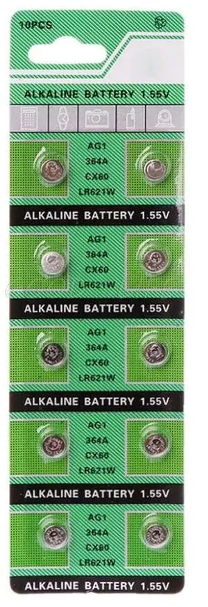 10PCS Watch Battery AG1 1.55V 364 SR621SW LR621 621 LR60 CX60 Alkaline Button Coin Cell Batteries