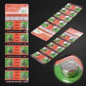 10PCS Alkaline Battery Button Coin Cell AG5 LR754 393 SR754 193 546 RW28 48 Hearing Aid Earphone Watch Batteries