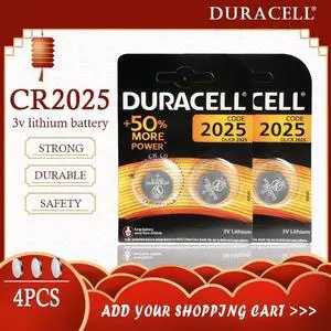 4PCS for DURACELL CR2025 Button Cell Battery 3V Lithium Batteries for Watch Toy Computer Calculator Control DLCR 2025