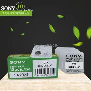10Pcs For Sony 377 Battery Single grain packing AG4 LR626 377A sr626sw 1.55V 626 Button Coin Cell Silver Oxide Battery