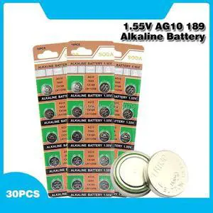 30PCS/pack AG10 LR54 Cell Coin Alkaline Battery for Watch Toys Remote 1.55V SR54 389 189 LR1130 SR1130 Button Batteries