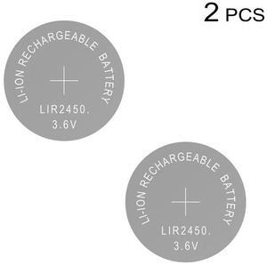 Li-Ion Rechargeable Battery LIR2450 3.6V 2 PCS Lithium Button Coin Cell LIR 2450 Replaces CR2450