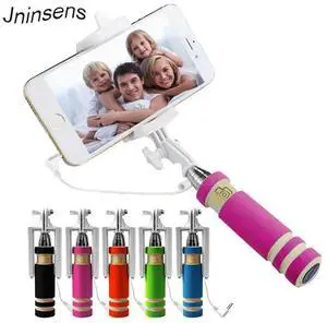 Hot Sale Mini Selfie Stick with Button Wired Cotton Material Handle Monopod Universal for Mobile Phone