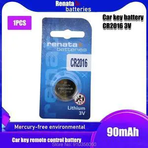 1pcs/lot RENATA CR2016 3V Lithium Battery For car key watch remote control toy ECR2016 GPCR2016 Button Battery
