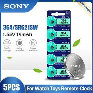 5PCS Sony 364 SR621SW AG1 LR621 621 164 531 SR60 LR60 1.55V Silver Oxide Battery For Watch Toy Calculator Meter Button Cell Coin 5PCS Sony 364 SR621SW AG1 LR621 621 164 531 SR60 LR60 1.55V Silver Oxide Battery For Watch Toy Calculator Meter Button Cell Coin