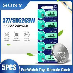 5PCS SONY 377 377A SR626SW AG4 SR626 LR66 LR626 AG 4 1.55V Silver Oxide Battery For Watch Clock Toys Car Remote Button Coin Cell 5PCS SONY 377 377A SR626SW AG4 SR626 LR66 LR626 AG 4 1.55V Silver Oxide Battery For Watch Clock Toys Car Remote Button Coin Cell
