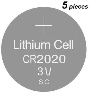 Lithium Button Battery Coin Cell Batteries CR2020 3V 5 Pieces Watch Cells CR 2020 for LCD Drawing / Writing Tablet