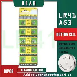 DEAH 10PCS 1.55V AG3 LR41 Alkaline Cell Coin Battery SR41 392 192 AG 3 L736 384 SR41SW CX41 Button Batteries For Watches Toy LED