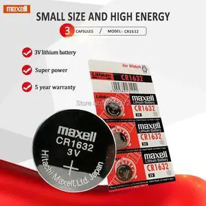 3pc cr1632 3v button cell coin lithium batteries for maxell watch car toy BR1632 ECR1632 DL1632 KCR1632 LM1632 KL1632