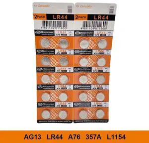 10pcs/1card AG13 Coin Battery Cell 1.55V AG 13 LR44 357 357A A76 L1154 GPA76  Alkaline Button Batteries For Watch Electronic Rem