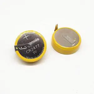 2pcs CR2477 3V button battery with solder feet, equipment motherboard battery