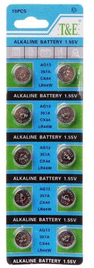 10Pcs AG13 A76 LR44 357A S76E G13 Button Coin Shaped Cell Battery 1.55V Alkaline Button Batteries