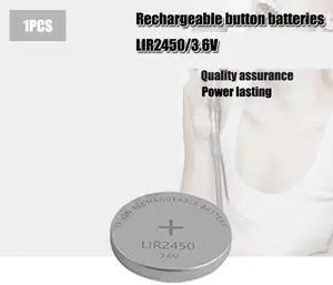 1PCS 120mAH LIR2450 Lithiium lir Ion Rechargeable Battery 3.6V Li-ion button coin cell replace for CR2450 CR 2450
