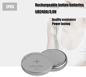 2Pcs  LIR2450 2450 Rechargeable Li-ion 3.6V Battery Button Coin Rechargeable battery