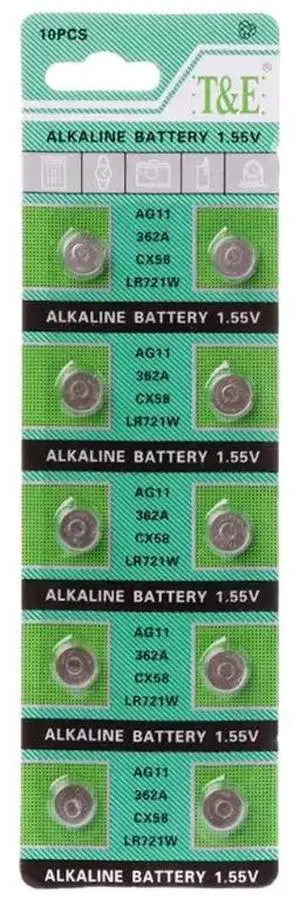 Alkaline Battery AG11 1.55V LR721 362 SR721 162 Button Coin Cell Watch Toys Batteries Control Remote 10PCS