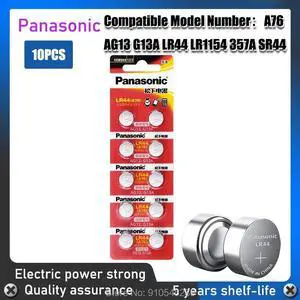 10pcs  AG13 LR44 LR1154 SR44 A76 357A 303 357 LR44W Battery Button Coin Cell 1.55V Alkaline For Watches Toys