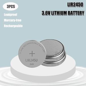 3PCS Li-ion Rechargeable Battery LIR2450 3.6V 2 PCS Lithium Button Cells Coin Cell Watch Batteries LIR 2450 Replaces CR2450