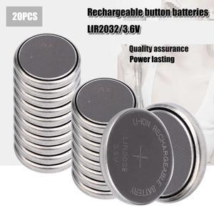20PCS  LIR2032 Li-ion Rechargeable Battery 3.6V Lithium Button Batteries for Watch Computer Replaces LIR 2032 CR2032/ML2032
