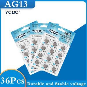 36Pcs  AG 13 Button Battery 1.5V SR44SW L1154 RW82 RW42 LR44 357 AG13 Coin Cell Batteries for Watch Calculator toys