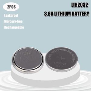 2PCS Rechargeable Battery LIR2032 3.6V Lithium Button Coin Cell Batteries Watch Cells LIR 2032 Replaces CR2032/ML2032