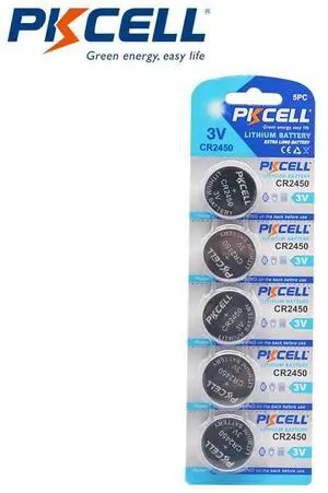 5Pcs PKCELL 600MAH CR2450 3V ECR2450 KCR2450 5029LC LM 2450 Lithium Battery Button Cell Batteries