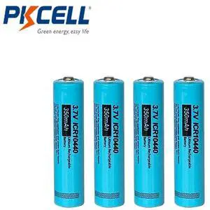 4PCS PKCELL ICR 10440 AAA lithium battery 350MAH 3.7v li-ion AAA rechargeable batteries button top flashlight electronic machine