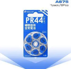 6 Pcs ZA675 PR44 Zinc Air Hearing Aid Battery 1.4V 675 V675 P675 DA675 PR675H PR675P PR44 A675 AC675  Button Coin Battery