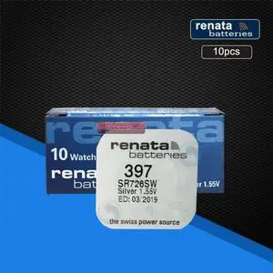 10pack Renata LONG LASTING 397 SR726SW Watch Battery Silver Oxide Button Cell Batteries