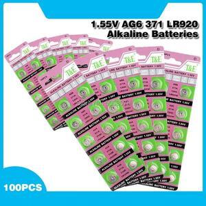 100pcs Alkaline Cell Coin Battery 1.55V AG6 LR920 Button Batteries 371A CX69 LR920W 371 L921 SR927 171 G6A AG 6 For Watch Toys