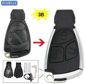 3 Button Silver Side Modified Folding Remote Key Shell Case Flip Key Housing Cover for Mercedes-Benz CLS C E S + Battery Holder