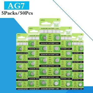 50PCS/ 5 Pack  AG7 LR927 LR57 Button Batteries 395A Cell Coin Alkaline Battery 1.55V SR927W 399 GR927 For Watch Toys Remote