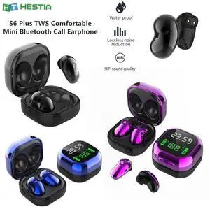 S6 Plus TWS Comfortable Mini Button Bluetooth Earphones High-end Waterproof HiFi Sound Binaural Call Earpieces 9D Sport Earbuds