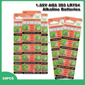 50pcs AG5 Alkaline Bateria Coin Cells D309 D393 G5 LR48 LR754 RW28 G5A L754 SR48 SR754 SR754W 15 48 193 309 393 546 393A Button
