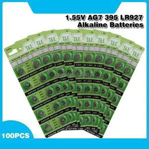 100x 1.55V Volt LR927 LR927W S28 SP395 SR57 SR57L SR927 SR927SW SR927W TR927W V395 Coin Button Cell AG7 Alkaline Batteries