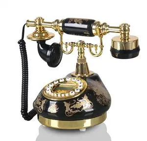 Black Bronzing Antique Telephone Home Vintage Corded Phone Button Dial with FSK and DTMF, Caller ID, Ringer Volume Adjustment