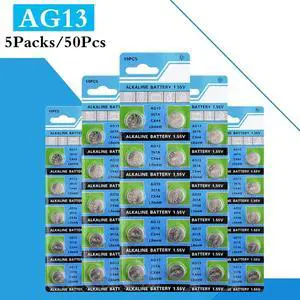 50PCS/ 5 Pack AG13 1.5V LR44 L1154 RW82 RW42 SR1154 SP76 A76 357A pila lr44 SR44 AG 13 Alkaline Button Cell Coin Battery