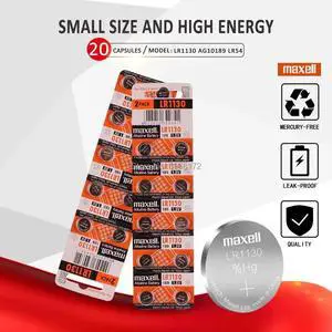 20pcs/lot AG10 389 LR54 SR54 SR1130W for Maxell Battery Cell 1.5V AG10 LR1130 Alkaline Button Battery 189 LR1130