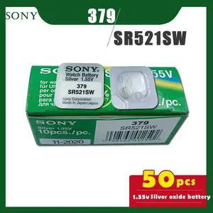 50PCS/lot SONY 379 SR521SW 1.55V Silver Oxide Button Cell Battery CX63 521 LR63 AG0 for Watch Toys Single grain packing 50PCS/lot SONY 379 SR521SW 1.55V Silver Oxide Button Cell Battery CX63 521 LR63 AG0 for Watch Toys Single grain packing