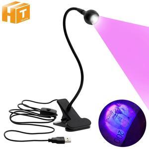 USB Led Desk Light Mini Clip-On Flexible Bright Led UV Lamp Adjustable Glue Nail Dryer Cash Medical Product Detector with Switch