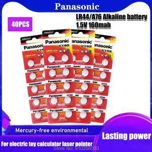40pcs  AG13 LR44 LR1154 SR44 A76 357A 303 357 LR44W Battery Button Coin Cell 1.55V Alkaline For Watches Toys