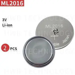 2pcs/lot  ML2016 ML 2016 3v Li-Ion Lithium Ion Rechargeable Coin Cell Button CMOS RTC Battery Batteries