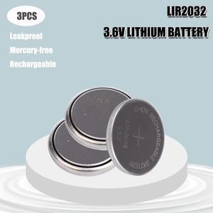 3PC LIR2032 Rechargeable Lithium Batteries 3.6V 40mAh Button Coin Cells Battery For Watch Calculator