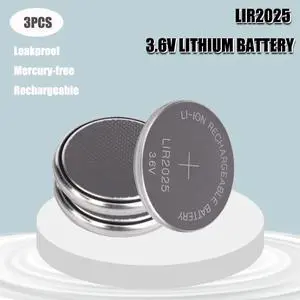 3PCS  LIR2025 Rechargeable Battery for BMW Car Key Li-ion Battery Button/Coin Cell 3.6V 30mAh Repleace CR2025