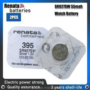 2PCS Renata Watch Battery 1.55V 395 SR927SW LR57 LR927 AG7 Silver oxide Button Coin Cell Batteries MADE IN Swiss